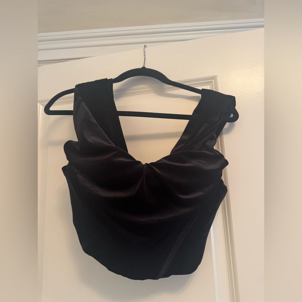 House of CB Black Draped Blouse